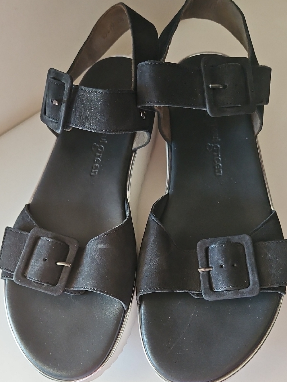 Paul Green Relax Black Wedge Suede Sandals (New $120) Sz 6.5 = 9